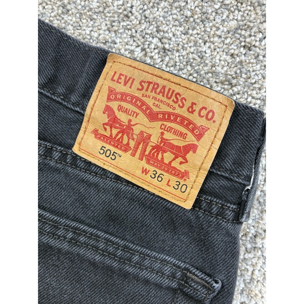 Levi's 505 Mens 36x30 Black Denim Jeans Regular Straight #0410